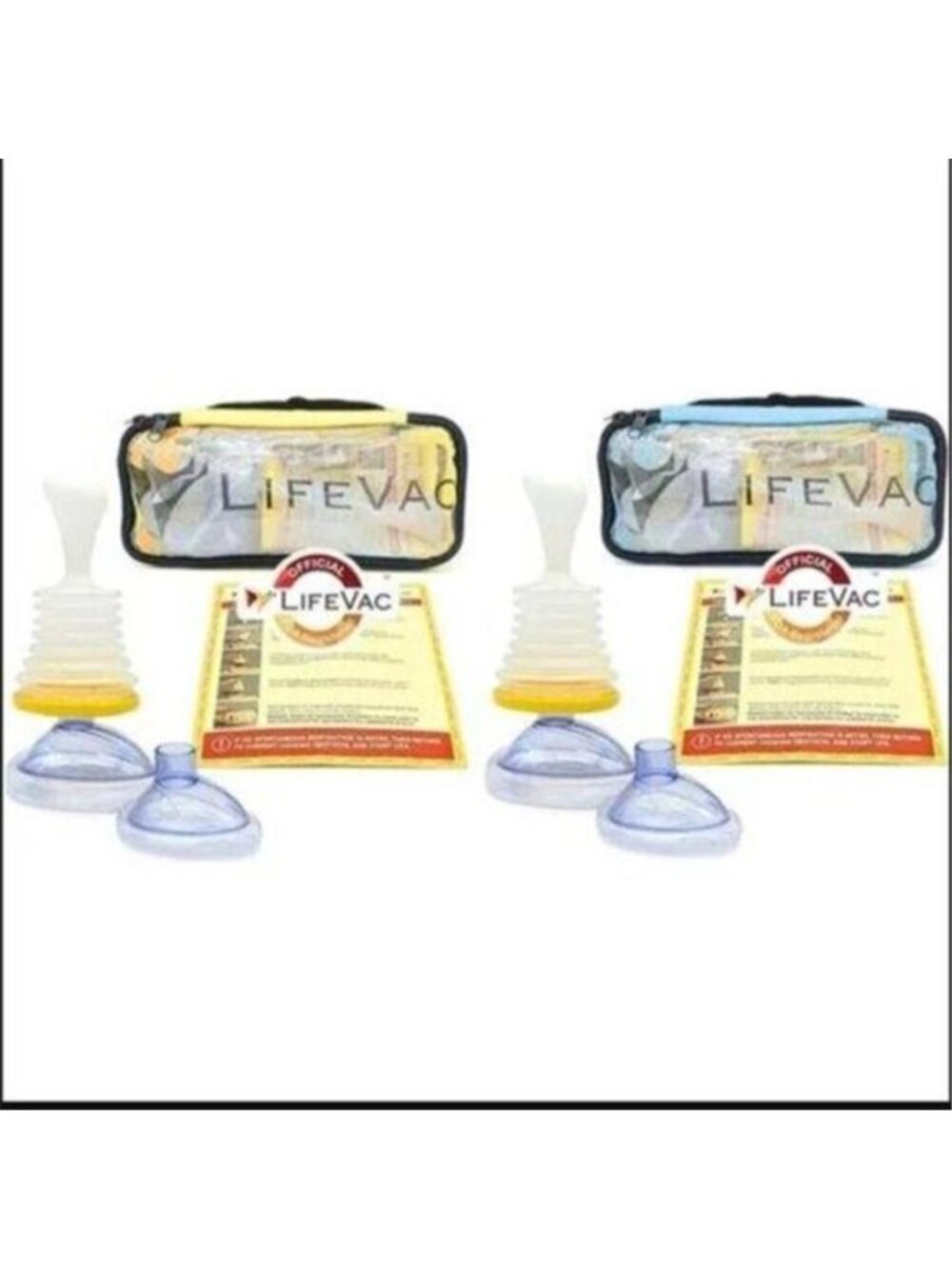 2 PACK - LifeVac Yellow-Blue Travel Kit Combo,Portable Suction Rescue Device NWT